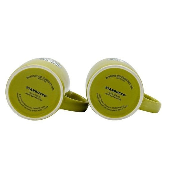 Starbucks 2021 Avocado Lime Green Siren Mermaid Collector Coffee Mug 10 Oz Set/2 - Picture 9 of 11